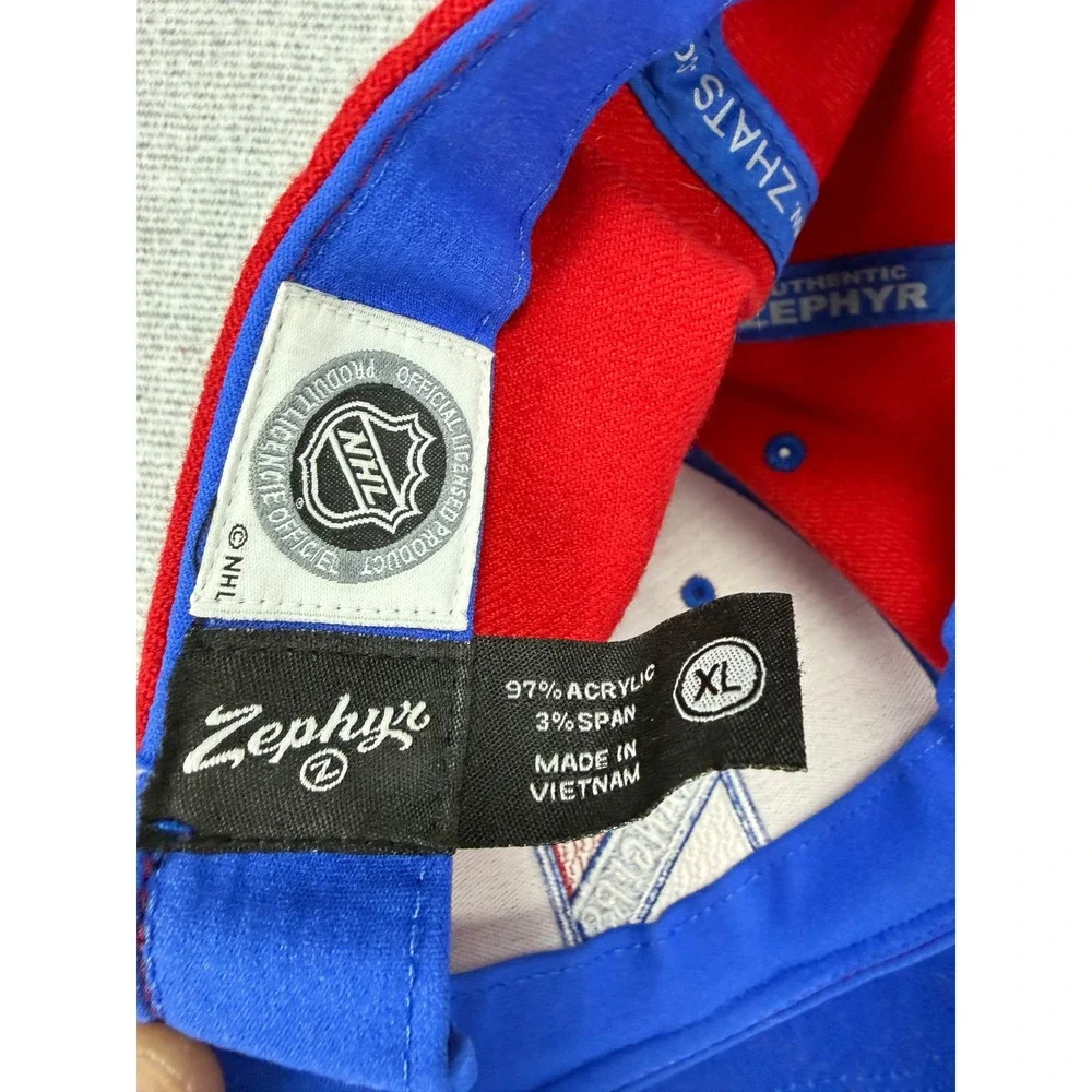 Zephyr New York Rangers NHL Hat Red Blue XL‎ Fitted Stretch Cap Hockey Logo